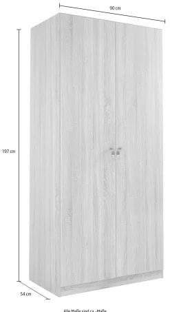 rauch Kleiderschrank »Schrank Garderobe Garderobenschrank Putzschrank Wäscheschrank BERGHEIM« Breite/Höhe/Tiefe: 91/197/54 cm,viel Stauraum, abschließbar mit insgesamt 4 Schlüsseln MADE IN GERMANY