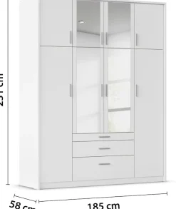 rauch Kleiderschrank »Schrank Drehtürenschrank Garderobe Ankleide Schlafzimmer HILDESHEIM« Breiten: 185/275 cm, Höhe 231 cm,oberste Schublade mit praktischer Facheinteilung MADE IN GERMANY