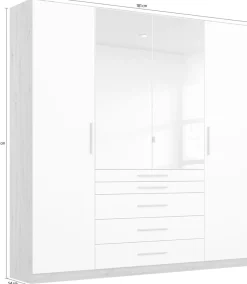 rauch Kleiderschrank »Schrank Drehtürenschrank Ankleide Garderobe Schlafzimmer WEINGARTEN« Breiten: 181/225/270 cm, Höhe 210 cm,mit Spiegel, oberste Schublade mit Einteilung MADE IN GERMANY