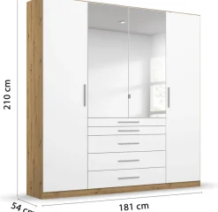 rauch Kleiderschrank »Schrank Drehtürenschrank Ankleide Garderobe Schlafzimmer WEINGARTEN« Breiten: 181/225/270 cm, Höhe 210 cm,mit Spiegel, oberste Schublade mit Einteilung MADE IN GERMANY
