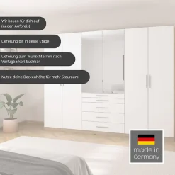 rauch Kleiderschrank »Schrank Drehtürenschrank Ankleide Garderobe Schlafzimmer WEINGARTEN« Breiten: 181/225/270 cm, Höhe 210 cm,mit Spiegel, oberste Schublade mit Einteilung MADE IN GERMANY