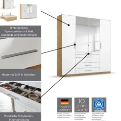 rauch Kleiderschrank »Schrank Drehtürenschrank Ankleide Garderobe Schlafzimmer WEINGARTEN« Breiten: 181/225/270 cm, Höhe 210 cm,mit Spiegel, oberste Schublade mit Einteilung MADE IN GERMANY