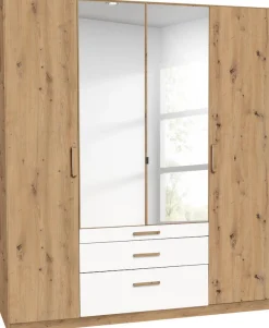 rauch Kleiderschrank »Schrank Drehtürenschrank Ankleide Garderobe Schlafzimmer MOSBACH« Breiten: 181/226/271 cm, Höhe 210 cm,mit Spiegel und farblich abgesetzten Schubladen MADE IN GERMANY