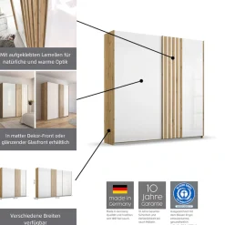 rauch Kleiderschrank »Schrank Drehtürenschrank Ankleide Garderobe Schlafzimmer MOSBACH« Breiten: 181/226/271 cm, Höhe 210 cm,mit Spiegel und farblich abgesetzten Schubladen MADE IN GERMANY