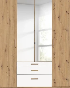 rauch Kleiderschrank »Schrank Drehtürenschrank Ankleide Garderobe Schlafzimmer MOSBACH« Breiten: 181/226/271 cm, Höhe 210 cm,mit Spiegel und farblich abgesetzten Schubladen MADE IN GERMANY