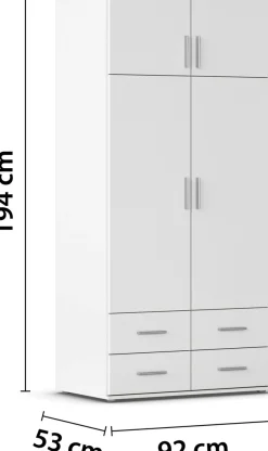 rauch Kleiderschrank »Schrank Drehtürenschrank Ankleide Garderobe Schlafzimmerschrank KEMI« Breiten: 90/135/180 cm, Höhe 194 cm,mit Schrankaufsatz und Schubladen, extra viel Stauraum MADE IN GERMANY