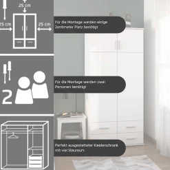 rauch Kleiderschrank »Schrank Drehtürenschrank Ankleide Garderobe Schlafzimmerschrank KEMI« Breiten: 90/135/180 cm, Höhe 194 cm,mit Schrankaufsatz und Schubladen, extra viel Stauraum MADE IN GERMANY