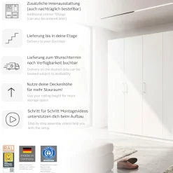 rauch Kleiderschrank »Schrank Mehrzweckschrank Garderobenschrank Schlafzimmer Möbel THOR« 3 verschiedene Ausstattungen BASIC/CLASSIC/PREMIUM (inkl. SOFT-CLOSE),mit farblich passenden, modernen Metallgriffen MADE IN GERMANY