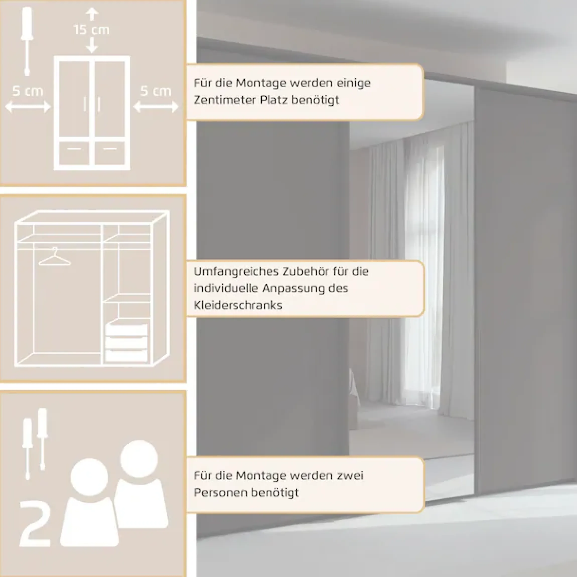 rauch Kleiderschrank »Schwebetürenschrank Schrank Garderobe Ankleide Schlafzimmer TARO« in 3 verschiedenen Ausstattungen BASIC/CLASSIC/PREMIUM (SOFT-CLOSE),4 Breiten, optional Passepartout mit/ohne Beleuchtung MADE IN GERMANY