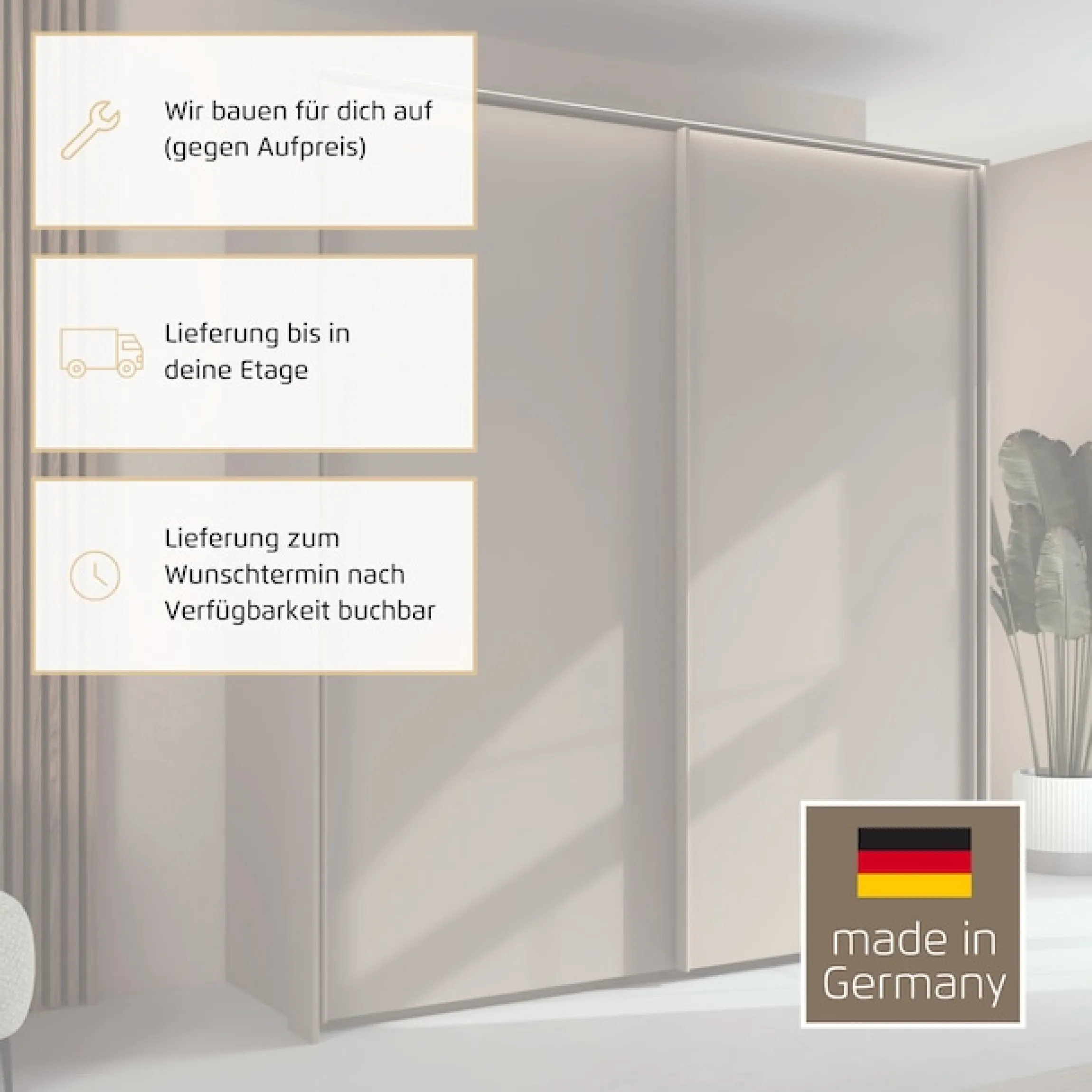 rauch Kleiderschrank »Schwebetürenschrank Schrank Garderobe Ankleide Schlafzimmer TARO« in 3 verschiedenen Ausstattungen BASIC/CLASSIC/PREMIUM (SOFT-CLOSE),4 Breiten, optional Passepartout mit/ohne Beleuchtung MADE IN GERMANY