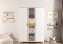 rauch Kleiderschrank »Skandi Kinderzimmer Schlafzimmerschrank FALUN« Breite 137/182, Höhe 203 cm,im modernen Skandi-Look, Füße/Griffe Eiche massiv MADE IN GERMANY
