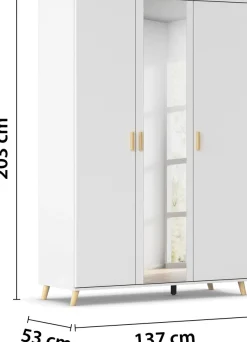 rauch Kleiderschrank »Skandi Kinderzimmer Schlafzimmerschrank FALUN« Breite 137/182, Höhe 203 cm,im modernen Skandi-Look, Füße/Griffe Eiche massiv MADE IN GERMANY