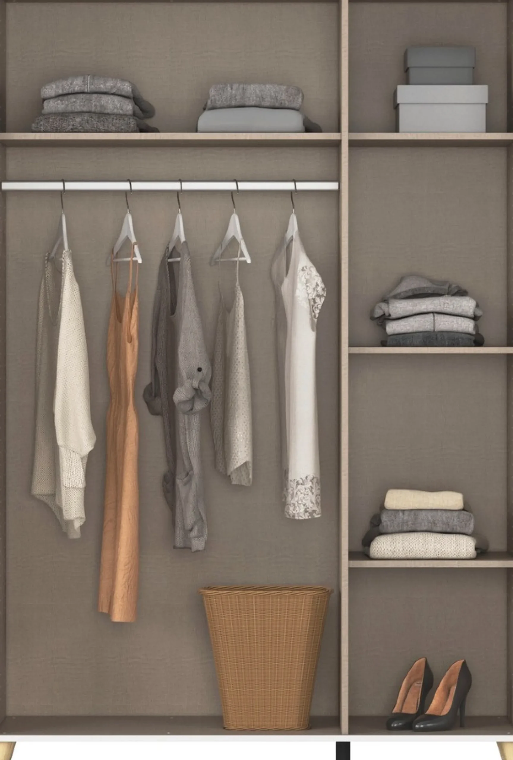rauch Kleiderschrank »Skandi Kinderzimmer Schlafzimmerschrank FALUN« Breite 137/182, Höhe 203 cm,im modernen Skandi-Look, Füße/Griffe Eiche massiv MADE IN GERMANY