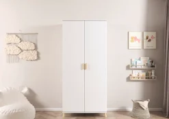 rauch Kleiderschrank »Skandi Kinderzimmer Schlafzimmerschrank FALUN« Breite 92/137/182, Höhe 203 cm,im modernen Skandi-Look, Füße/Griffe Eiche massiv MADE IN GERMANY