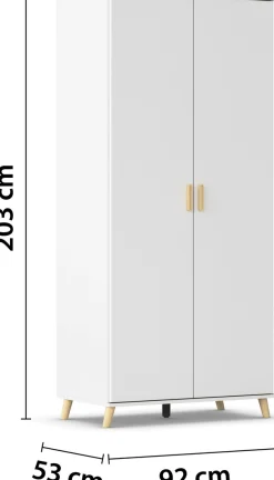rauch Kleiderschrank »Skandi Kinderzimmer Schlafzimmerschrank FALUN« Breite 92/137/182, Höhe 203 cm,im modernen Skandi-Look, Füße/Griffe Eiche massiv MADE IN GERMANY