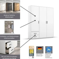 rauch Kleiderschrank »VOYAGER Garderobe WäscheschrankSchlafzimmer« in 3 verschiedenen Ausstattungen BASIC/CLASSIC/PREMIUM,mit 2 modernen Griffvarianten, viel Stauraum MADE IN GERMANY