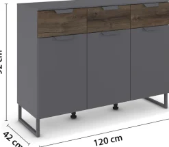 rauch Kombikommode »Barea« Breite 120 cm, Höhe 92 cm,3 Türen, 3 geräumige Schubladen, Böden verstellbar MADE IN GERMANY