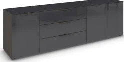rauch Kombikommode »Kommode Türkommode Sideboard Kombikommode FLIPP mit Glasfront« Breite 200 cm mit 2 Einlegeböden,3-türig, 3 Schubladen, Soft-Close-Funktion, Oberboden und Front Glas