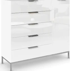 rauch Kombikommode »Kommode Türkommode Sideboard Kombikommode FLIPP mit Glasfront« Breite 120 cm mit 2 Einlegeböden,1-türig, 5 Schubladen, Soft-Close-Funktion, Oberboden und Front Glas