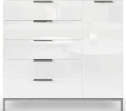 rauch Kombikommode »Kommode Türkommode Sideboard Kombikommode FLIPP mit Glasfront« Breite 120 cm mit 2 Einlegeböden,1-türig, 5 Schubladen, Soft-Close-Funktion, Oberboden und Front Glas