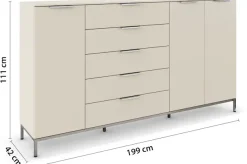 rauch Kombikommode »Kommode Türkommode Sideboard Kombikommode FLIPP« Breite 200 cm mit 4 Einlegeböden,3-türig mit5 Schubladen und Soft-Close-Funktion