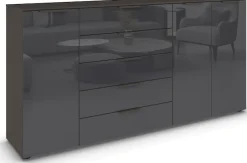 rauch Kombikommode »Kommode Türkommode Sideboard Kombikommode FLIPP mit Glasfront« Breite 200 cm mit 4 Einlegeböden,3-türig mit 5 Schubladen und Soft-Close-Funktion sowie Glasfront