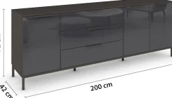 rauch Kombikommode »Kommode Türkommode Sideboard Kombikommode FLIPP mit Glasfront« Breite 200 cm mit 2 Einlegeböden,3-türig mit 3 Schubladen und Soft-Close-Funktion sowie Glasfront