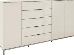 rauch Kombikommode »Kommode Türkommode Sideboard Kombikommode FLIPP mit Glasfront« Breite 200 cm mit 4 Einlegeböden,3-türig mit 5 Schubladen und Soft-Close-Funktion sowie Glasfront
