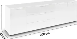 rauch Kombikommode »Kommode Türkommode Sideboard Kombikommode FLIPP mit Glasfront« Breite 200 cm mit 2 Einlegeböden,3-türig mit 3 Schubladen und Soft-Close-Funktion sowie Glasfront