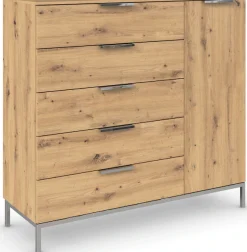 rauch Kombikommode »Kommode Türkommode Sideboard Kombikommode FLIPP« Breite 120 cm mit 2 Einlegeböden,1-türig mit5 Schubladen und Soft-Close-Funktion