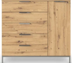 rauch Kombikommode »Kommode Türkommode Sideboard Kombikommode FLIPP« Breite 120 cm mit 2 Einlegeböden,1-türig mit5 Schubladen und Soft-Close-Funktion