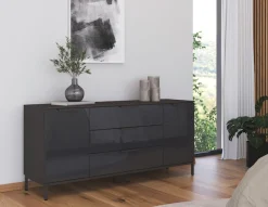 rauch Kombikommode »Kommode Türkommode Sideboard Kombikommode FLIPP mit Glasfront« Breite 160 cm mit 2 Einlegeböden,2-türig mit 3 Schubladen und Soft-Close-Funktion sowie Glasfront