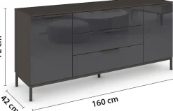 rauch Kombikommode »Kommode Türkommode Sideboard Kombikommode FLIPP mit Glasfront« Breite 160 cm mit 2 Einlegeböden,2-türig mit 3 Schubladen und Soft-Close-Funktion sowie Glasfront