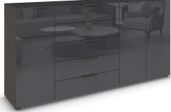 rauch Kombikommode »Kommode Türkommode Sideboard Kombikommode FLIPP mit Glasfront« Breite 200 cm mit 4 Einlegeböden,3-türig, 5 Schubladen, Soft-Close-Funktion, Oberboden und Front Glas