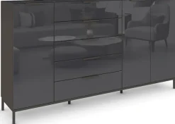 rauch Kombikommode »Kommode Türkommode Sideboard Kombikommode FLIPP mit Glasfront« Breite 200 cm mit 4 Einlegeböden,3-türig, 5 Schubladen, Soft-Close-Funktion, Oberboden und Front Glas