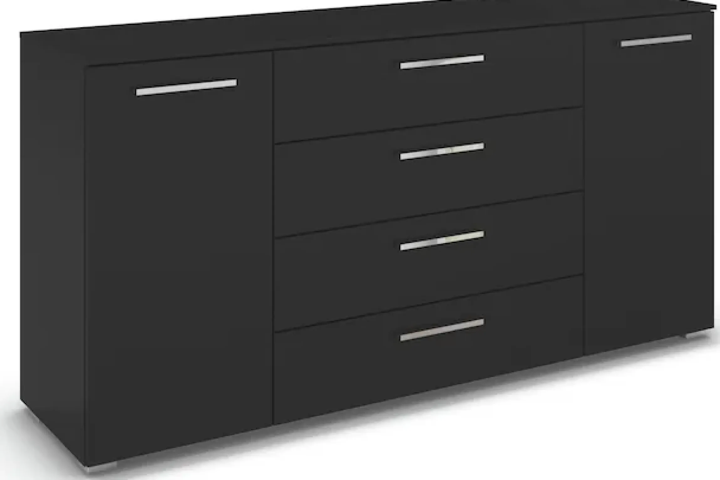 rauch Kombikommode »Sideboard Schubkommode Kommode MONTCLAR Front Dekor/Hochglanz/Glas« Breite 160 / Höhe 81 cm, 2 Einlegeböden, inkl. Soft-Close-Funktion,2-türig, 4 geräumige Schubladen, viele Griffvarianten MADE IN GERMANY