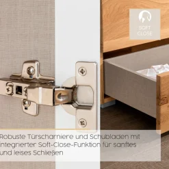 rauch Kombikommode »Sideboard Schubkommode Kommode MONTCLAR Front Dekor/Hochglanz/Glas« Breite 160 / Höhe 81 cm, 2 Einlegeböden, inkl. Soft-Close-Funktion,2-türig, 4 geräumige Schubladen, viele Griffvarianten MADE IN GERMANY