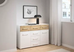 rauch Kombikommode »Sideboard Kommode Schubladenkommode Türenkommode BOSTON-EXTRA« B/H/T: 120/81/42 cm,mit 6 geräumigen Schubladen, Einlegeböden verstellbar MADE IN GERMANY
