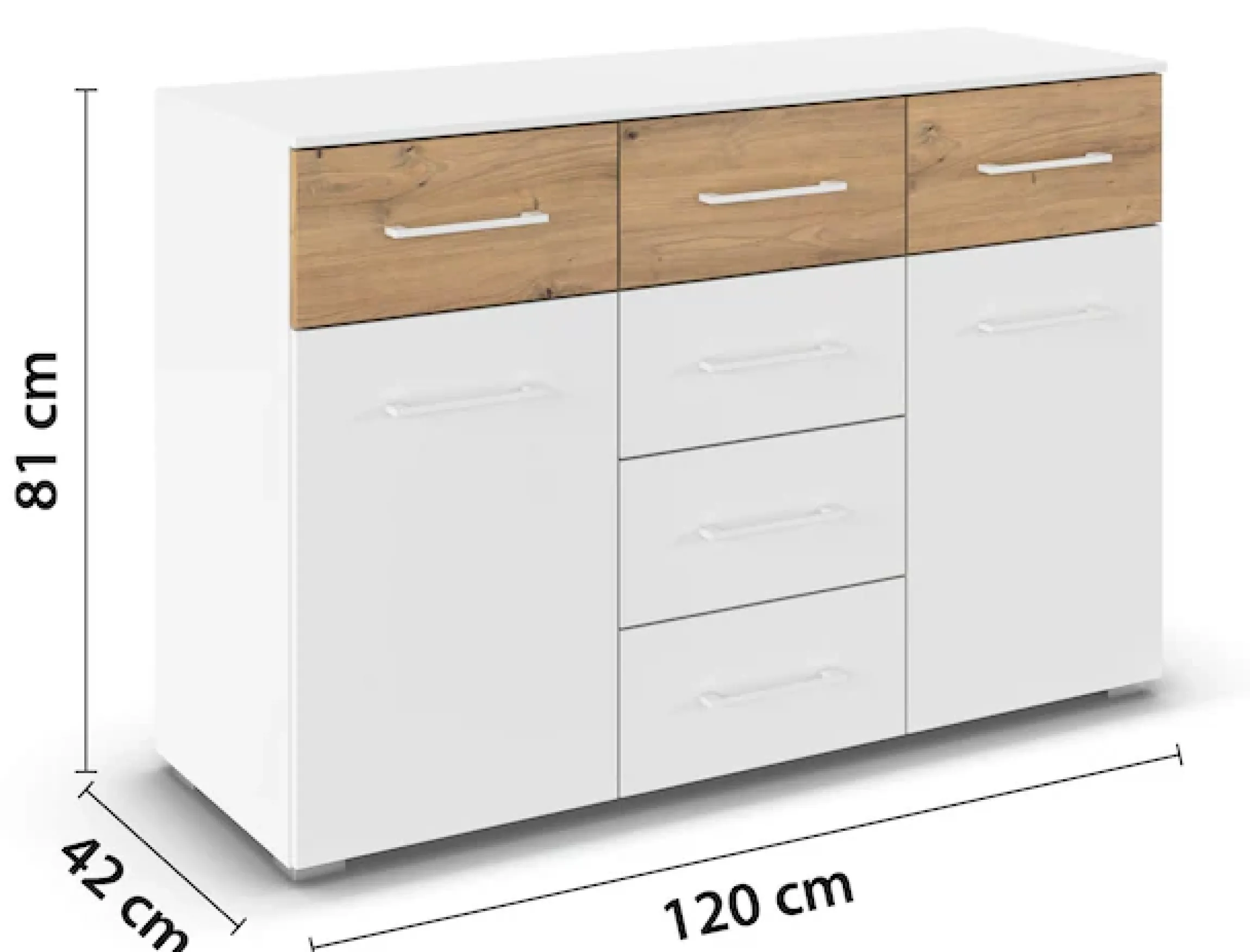 rauch Kombikommode »Sideboard Kommode Schubladenkommode Türenkommode BOSTON-EXTRA« B/H/T: 120/81/42 cm,mit 6 geräumigen Schubladen, Einlegeböden verstellbar MADE IN GERMANY