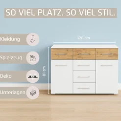rauch Kombikommode »Sideboard Kommode Schubladenkommode Türenkommode BOSTON-EXTRA« B/H/T: 120/81/42 cm,mit 6 geräumigen Schubladen, Einlegeböden verstellbar MADE IN GERMANY