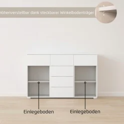 rauch Kombikommode »Sideboard Kommode Schubladenkommode Türenkommode BOSTON-EXTRA« B/H/T: 120/81/42 cm,mit 6 geräumigen Schubladen, Einlegeböden verstellbar MADE IN GERMANY