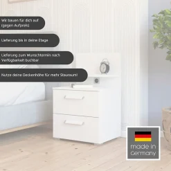 rauch Nachtkommode »Nachttisch Nachtkonsole Kommode EVELYN« inkl. SOFT-CLOSE-FUNKTION,in elegantem Stil 2 Schubladen Paneel mit Steckdose MADE IN GERMANY