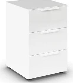 rauch Nachtkommode »Nachttisch Nachtschrank Nachtkonsole FLIPP mit Glasfront« Breite 40 cm,mit 3 Schubladen und Soft-Close-Funktion, Oberboden und Front Glas