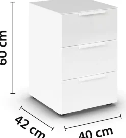 rauch Nachtkommode »Nachttisch Nachtschrank Nachtkonsole FLIPP mit Glasfront« Breite 40 cm,mit 3 Schubladen und Soft-Close-Funktion, Oberboden und Front Glas