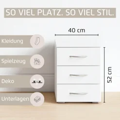 rauch Nachtkommode »Nachttisch Nachtkonsole Beistelltisch Kommode Sideboard TORRENT« mit 3 geräumigen Schubkästen, Breite 40 cm MADE IN GERMANY