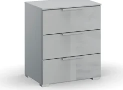 rauch Nachtkommode »Nachttisch Nachtkonsole Nachtschrank SKAT MERIDIAN« inkl. SOFT-CLOSE-FUNKTION,mit 3 Schubladen mit Glasfront in elegantem Design MADE IN GERMANY