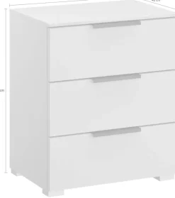 rauch Nachtkommode »Nachttisch Nachtkonsole Nachtschrank SKAT MERIDIAN« inkl. SOFT-CLOSE-FUNKTION,mit 3 Schubladen mit Glasfront in elegantem Design MADE IN GERMANY