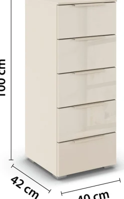 rauch Schubkastenkommode »Highboard Sideboard Kommode MONTCLAR Frontauswahl Dekor/Hochglanz/Glas« in 2 Breiten: 40 oder 80 cm / Höhe 100 cm, inkl. Soft-Close-Funktion,mit 5 geräumigen Schubladen, viele Griffvarianten MADE IN GERMANY