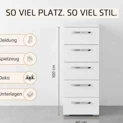 rauch Schubkastenkommode »Highboard Sideboard Kommode MONTCLAR Frontauswahl Dekor/Hochglanz/Glas« in 2 Breiten: 40 oder 80 cm / Höhe 100 cm, inkl. Soft-Close-Funktion,mit 5 geräumigen Schubladen, viele Griffvarianten MADE IN GERMANY