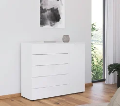 rauch Schubkastenkommode »Kommode Türkommode Sideboard Kombikommode FLIPP« Breite 120 cm mit 2 Einlegeböden,1-türig mit5 Schubladen und Soft-Close-Funktion